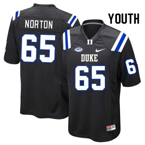 Youth #65 Max Norton Duke Blue Devils College Football Jerseys Stitched Sale-Black